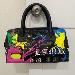 Black Multi Paint-Splash Satchel Bag
